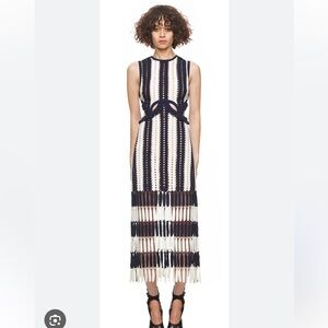 Self-Portrait Navy and Cream Maxi Dress